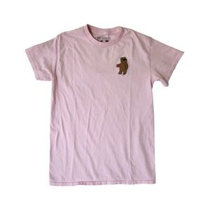 Riot Society Bear Graphic T-Shirt Mens Small Pink Crew Neck Short‎ Sleeve